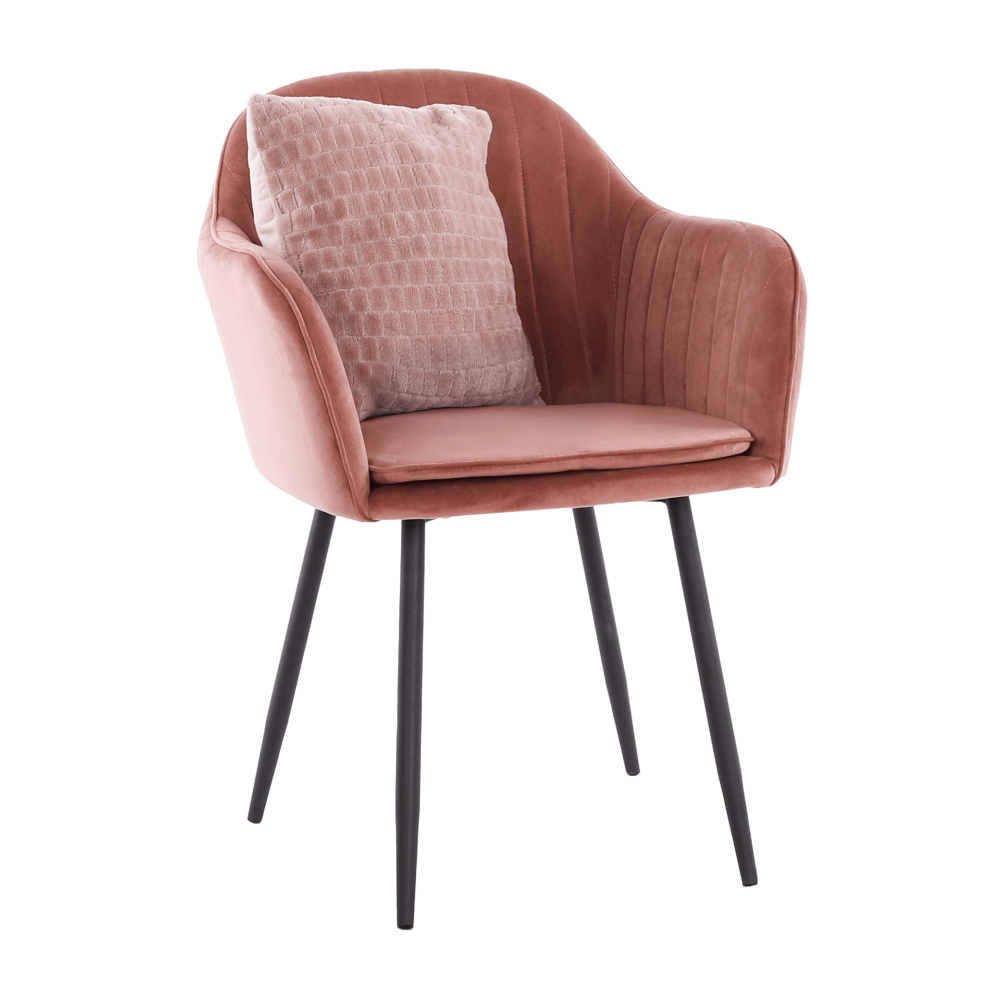 Padded Velvet Armrests Vertical Pattern Living Room Chair