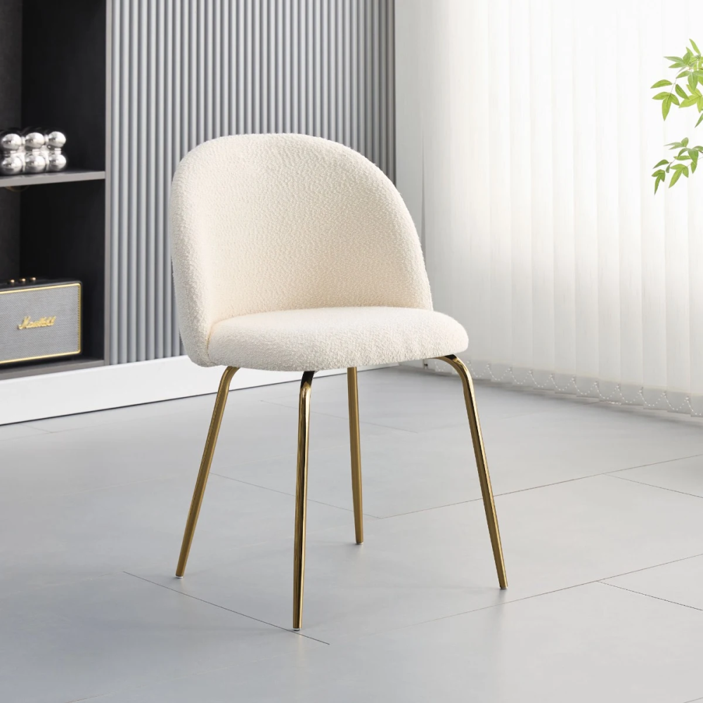Cream terry cloth chair fabric dining chair
