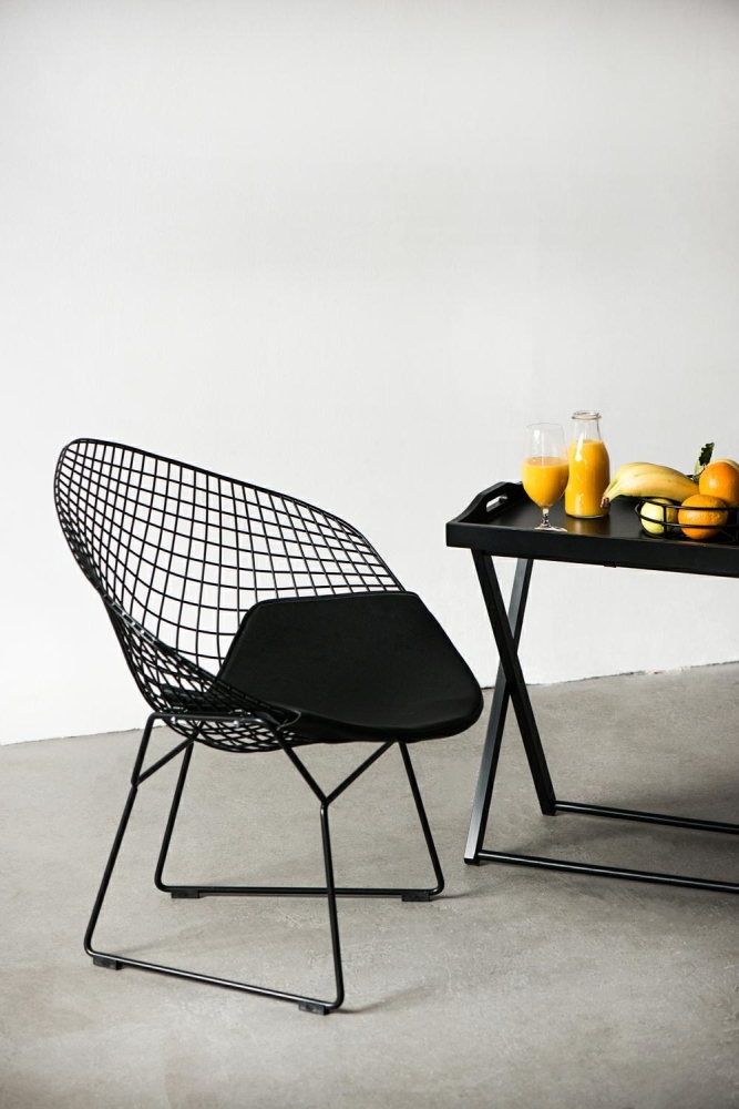 Iron chair with seat pad