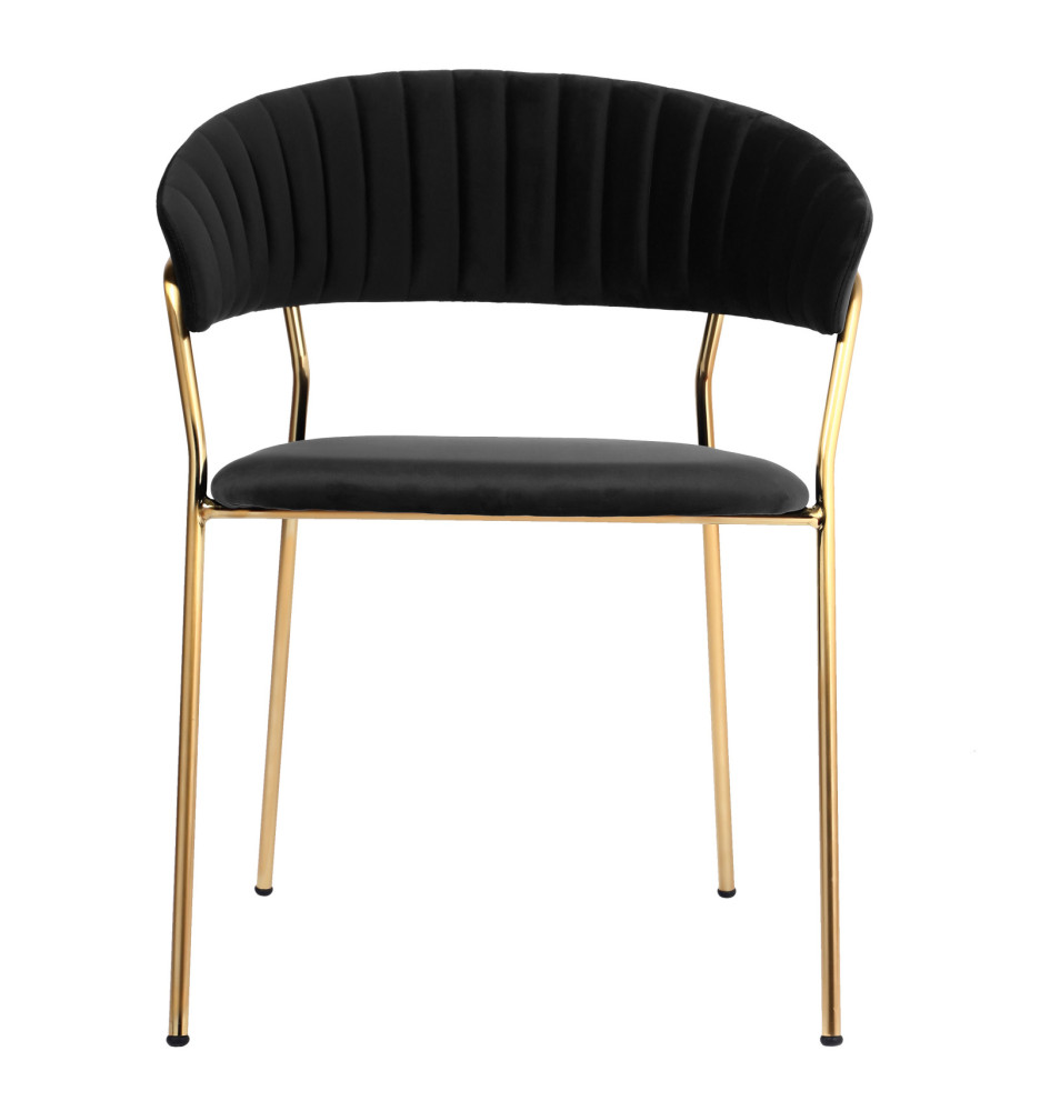 Modern Comfortable Velvet Living Room Chair Gold Legs Dining Chair With Armrest