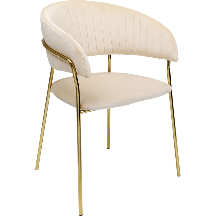 Modern Comfortable Velvet Living Room Chair Gold Legs Dining Chair With Armrest
