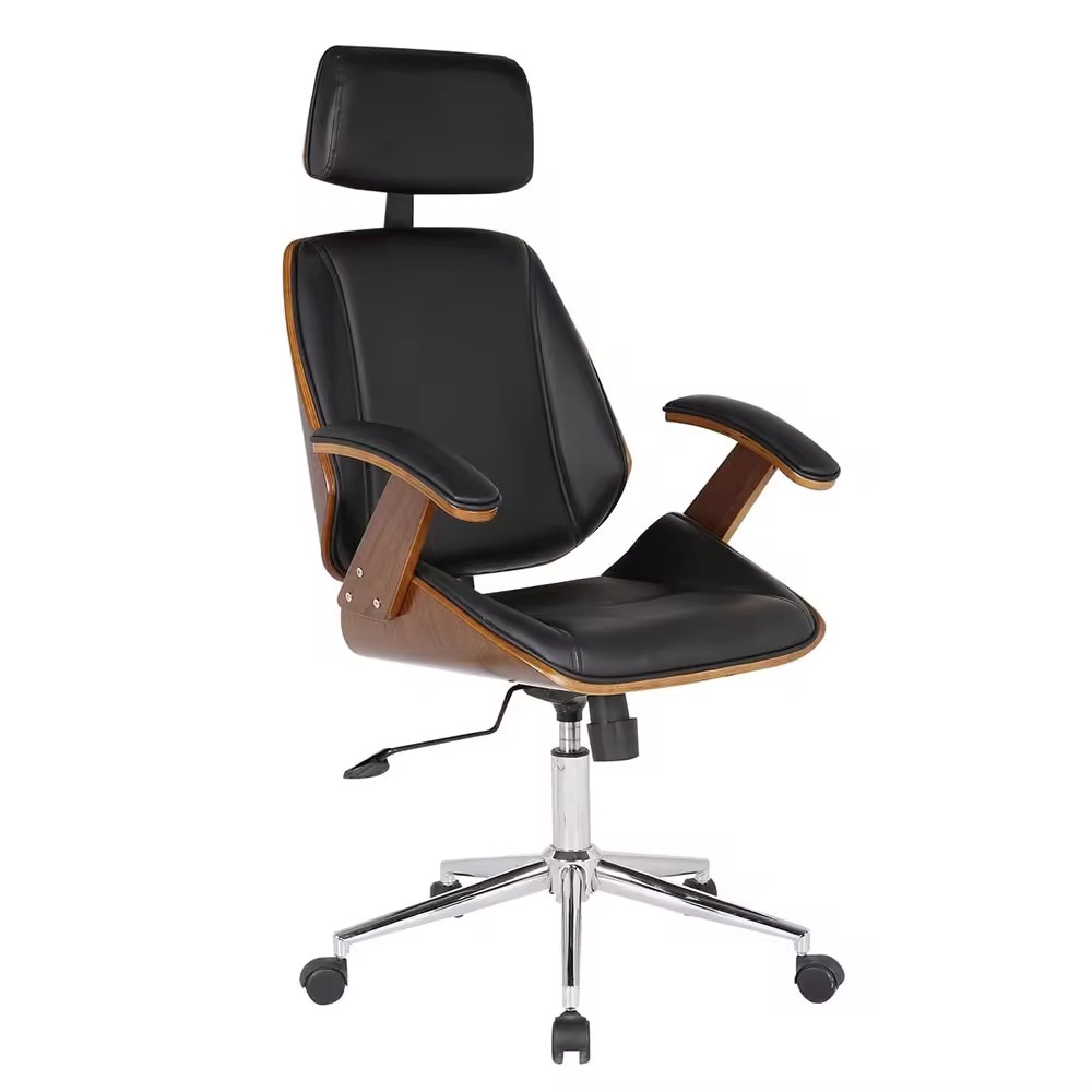Artiss Wooden Office Chair Leather Seat Black