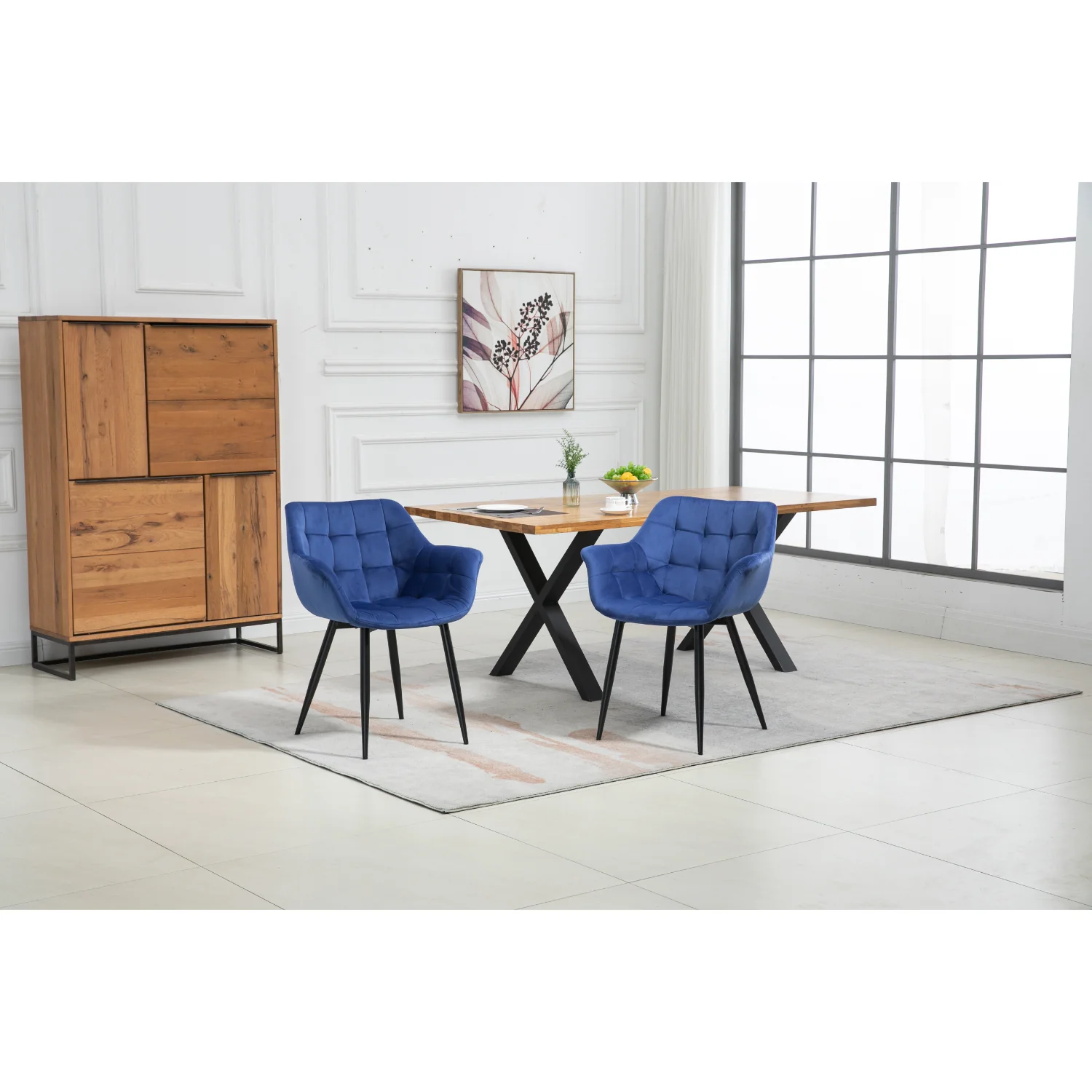 Nordic modern dinning room velvet leather upholstered fabric dining chair with metal leg