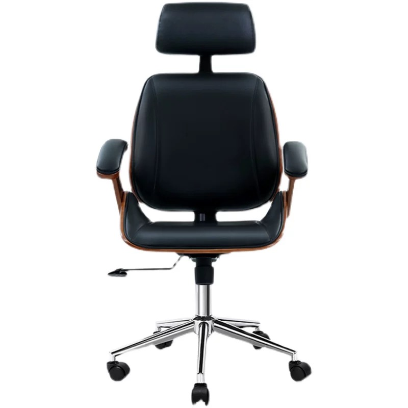 Artiss Wooden Office Chair Leather Seat Black