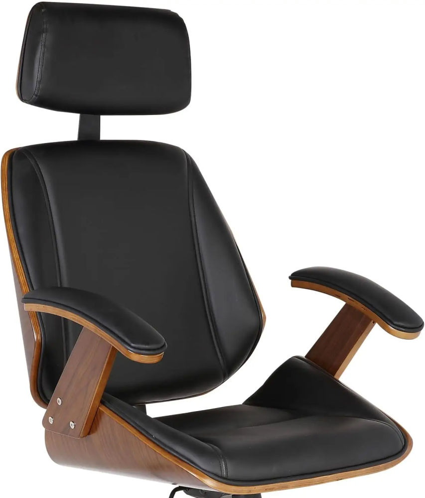 Artiss Wooden Office Chair Leather Seat Black