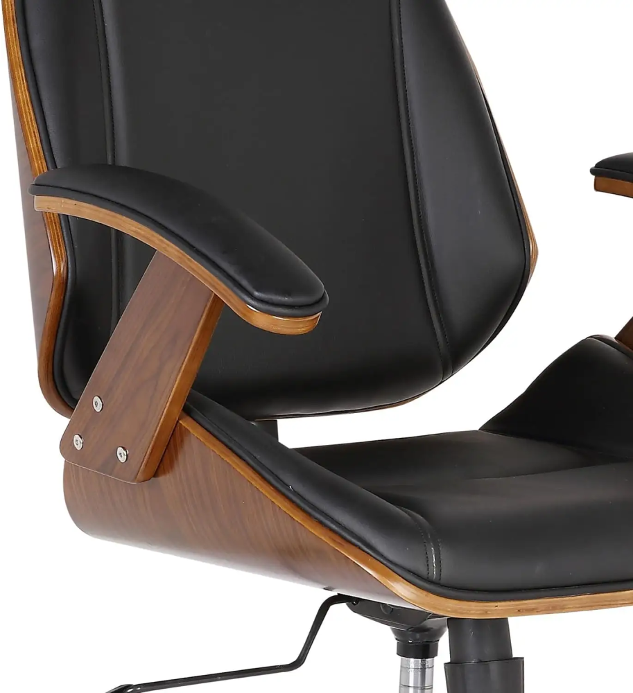 Artiss Wooden Office Chair Leather Seat Black
