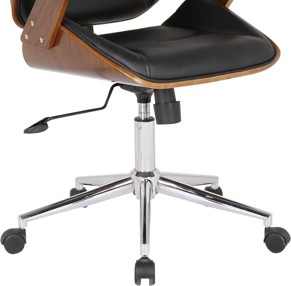 Artiss Wooden Office Chair Leather Seat Black