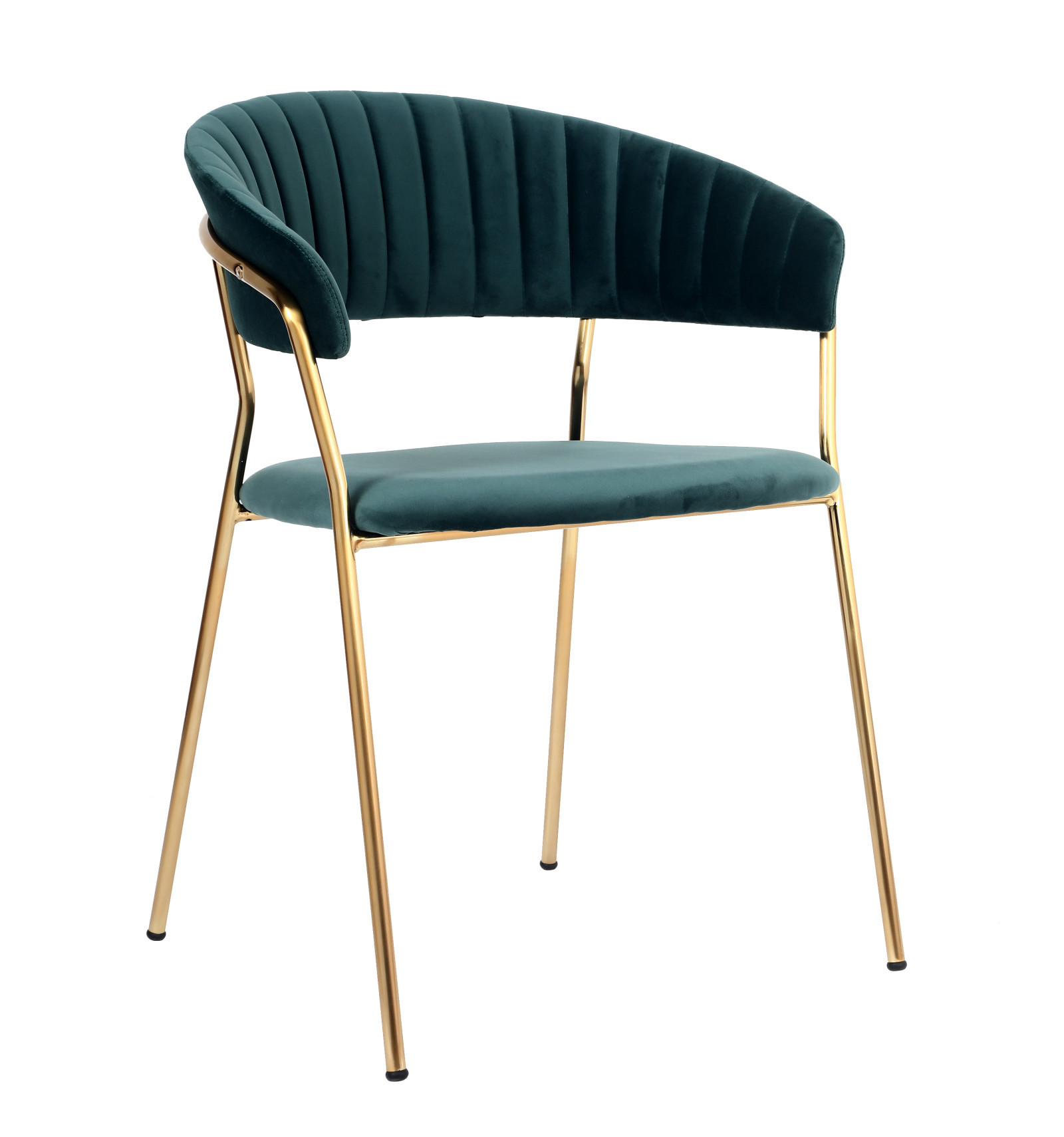 Modern Comfortable Velvet Living Room Chair Gold Legs Dining Chair With Armrest