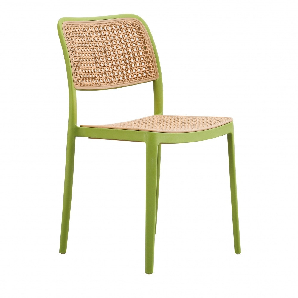 Green Natural Rattan Effect Kitchen Chairs
