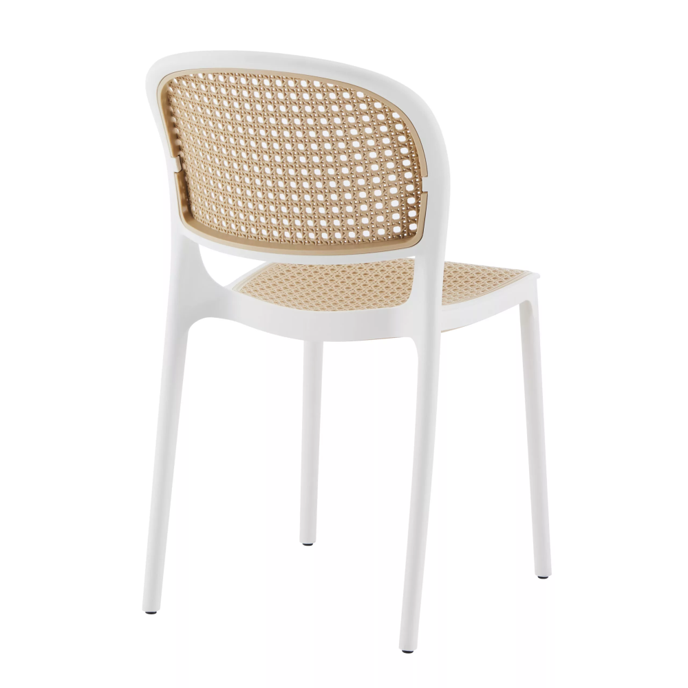 Cafe chair round woven white and beige Retro