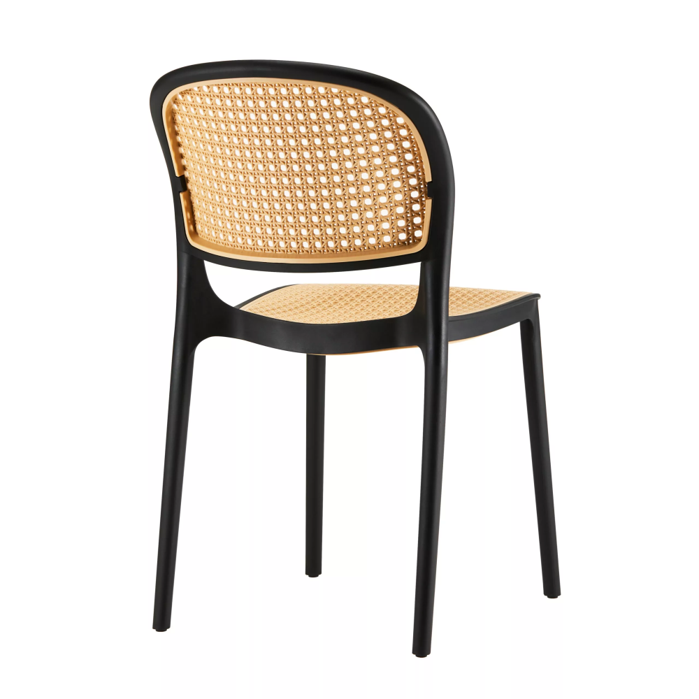 Cafe chair round woven white and beige Retro