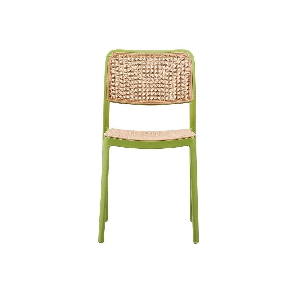 Green Natural Rattan Effect Kitchen Chairs