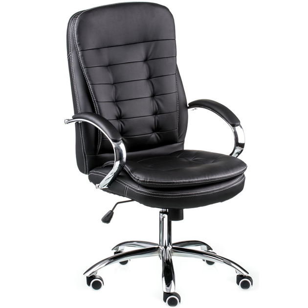 High Quality Executive PU Leather Boss Chair Chrome Metal Arm