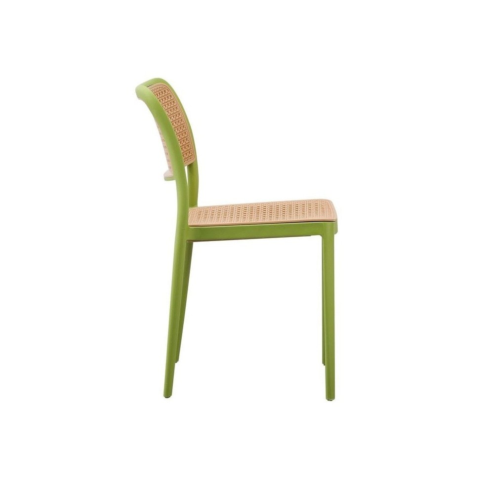 Green Natural Rattan Effect Kitchen Chairs