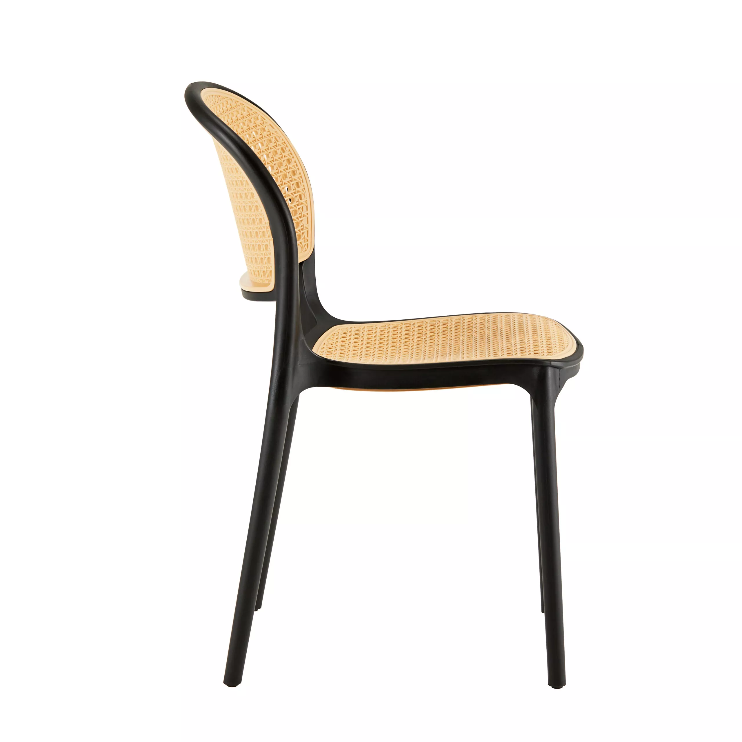 Cafe chair round woven white and beige Retro