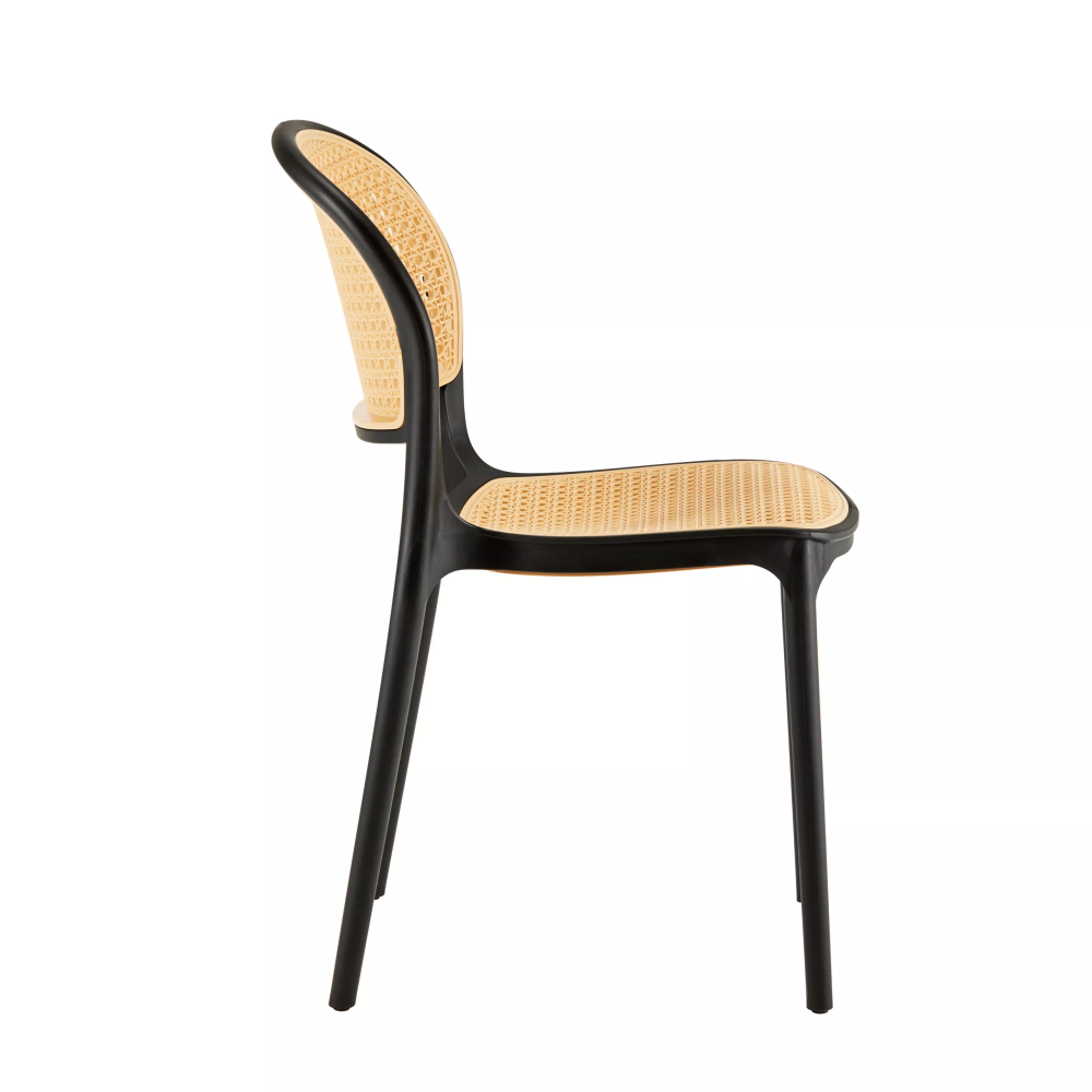 Cafe chair round woven white and beige Retro