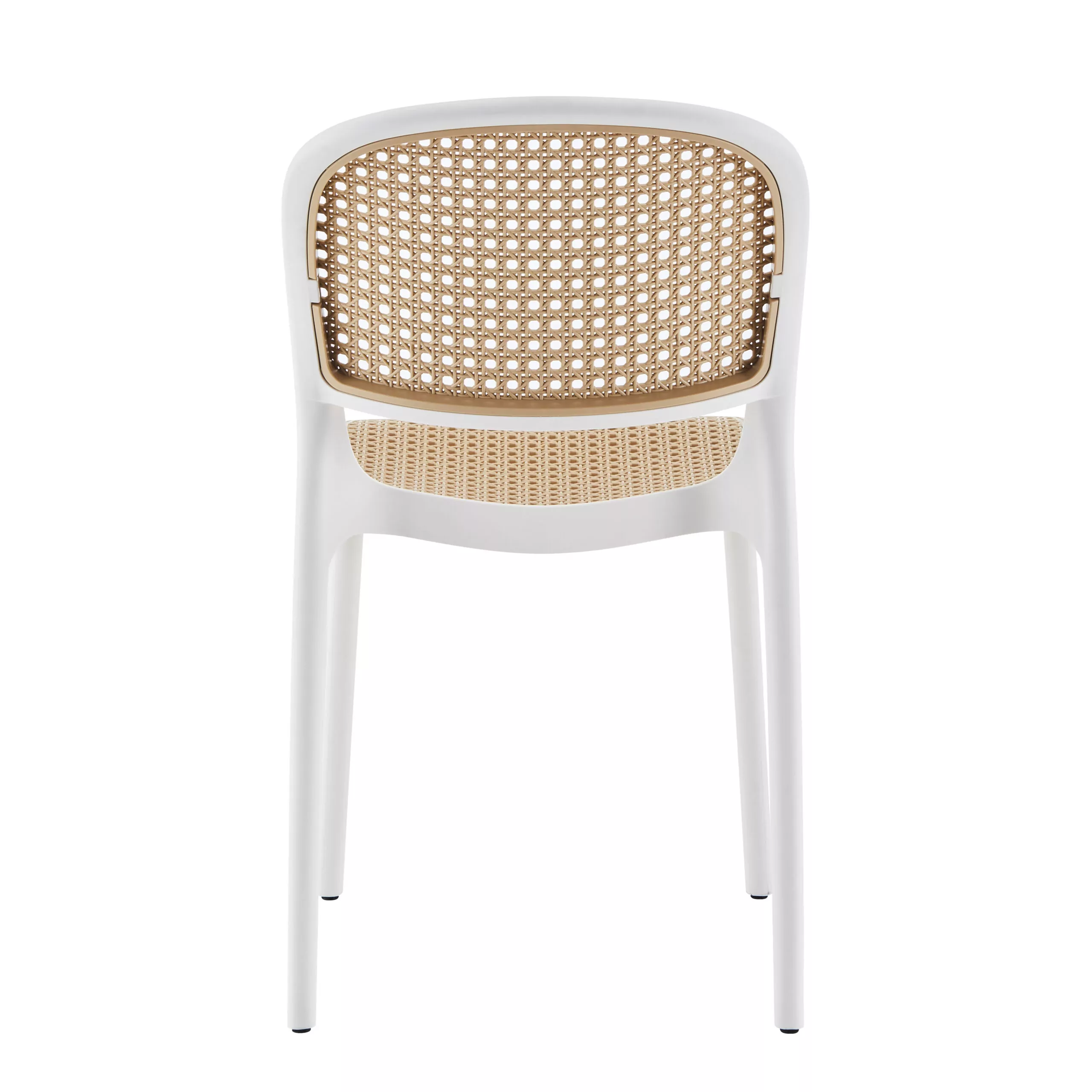 Cafe chair round woven white and beige Retro