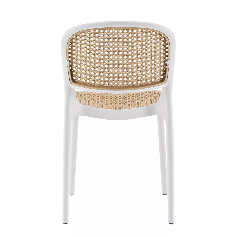 Cafe chair round woven white and beige Retro