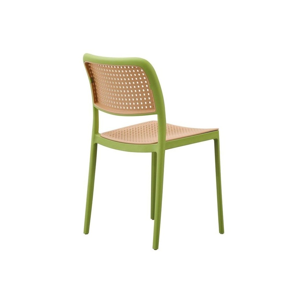 Green Natural Rattan Effect Kitchen Chairs