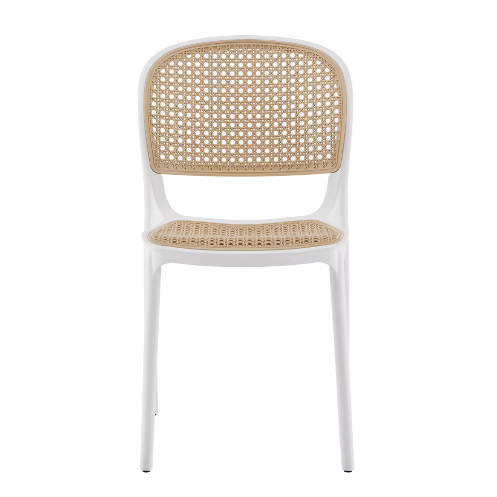 Cafe chair round woven white and beige Retro