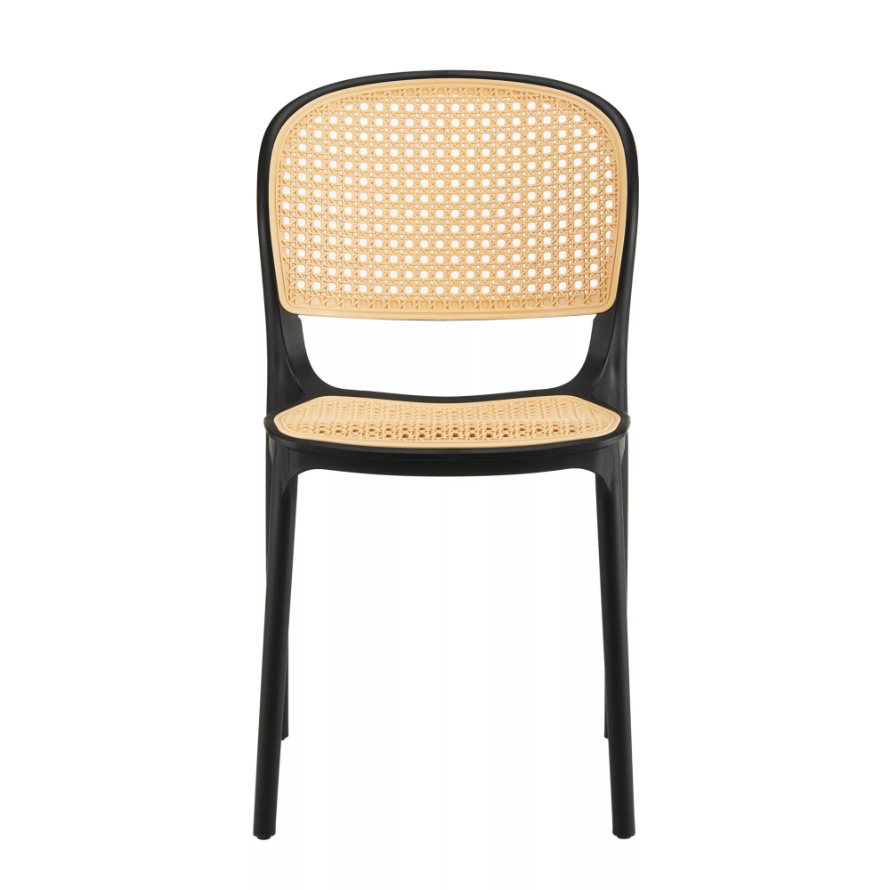 Cafe chair round woven white and beige Retro