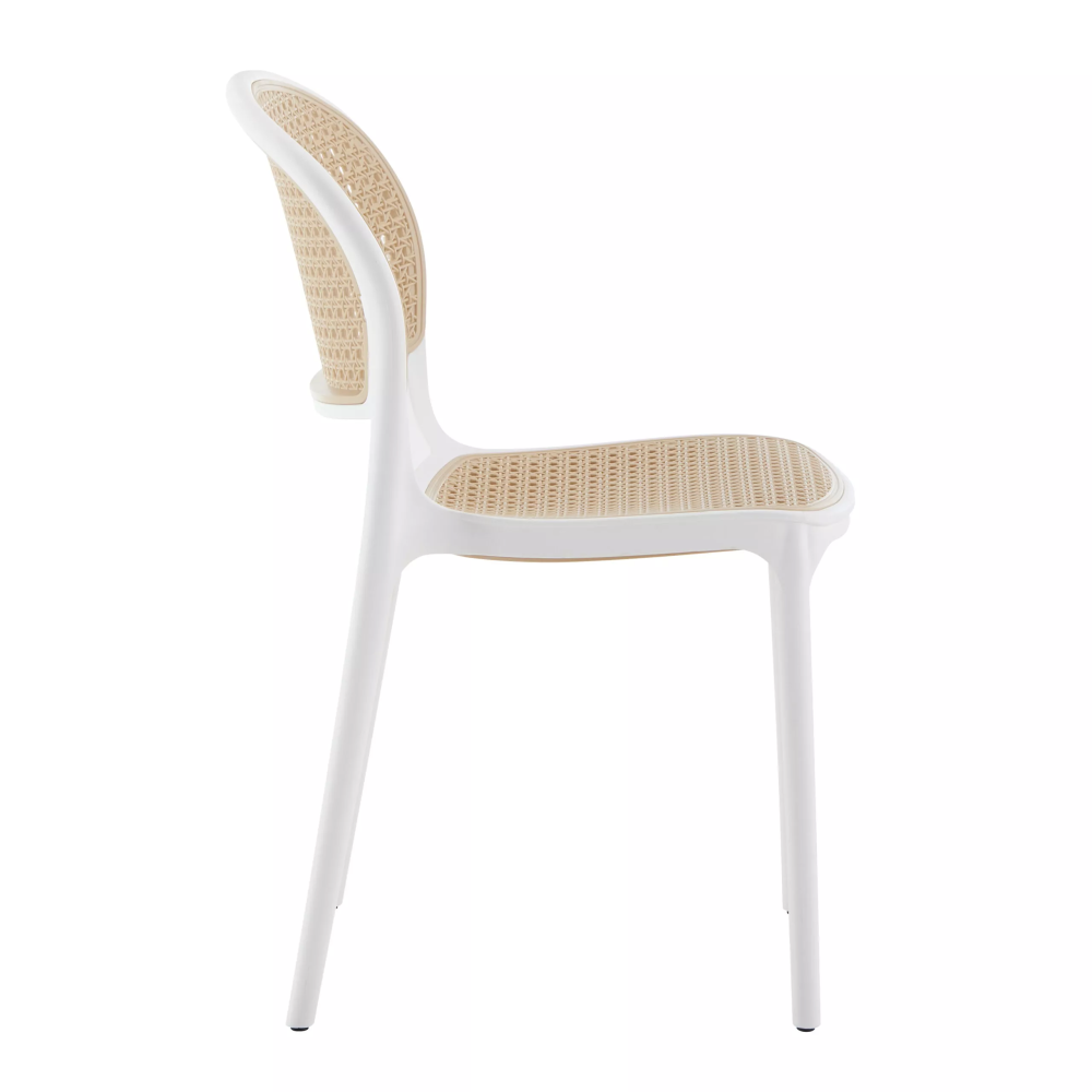 Cafe chair round woven white and beige Retro