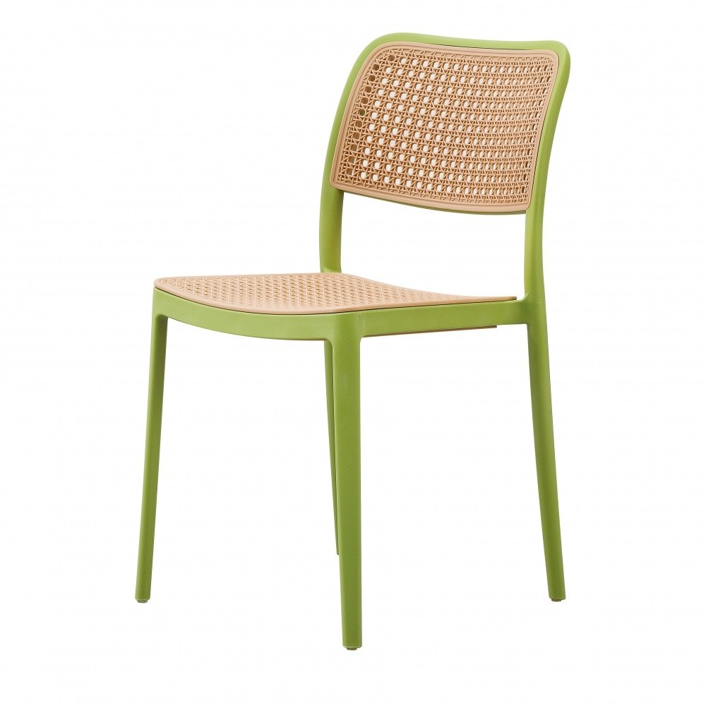 Green Natural Rattan Effect Kitchen Chairs