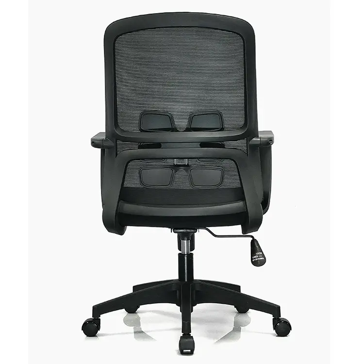 Middle Back Fabric Office Staff Mesh Chair With Fixed Arm