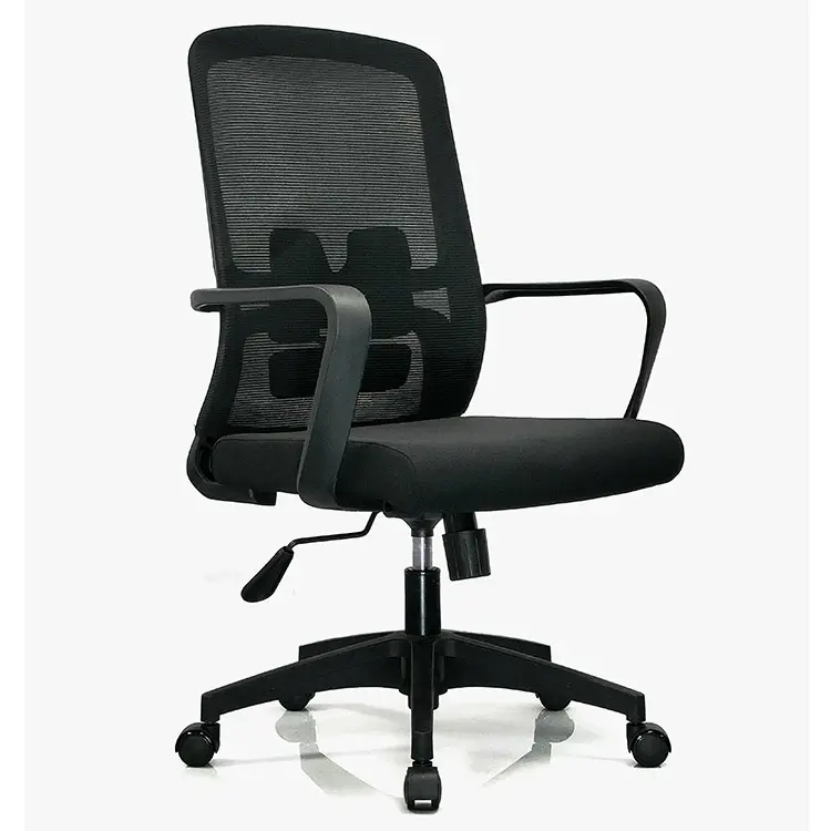 Middle Back Fabric Office Staff Mesh Chair With Fixed Arm