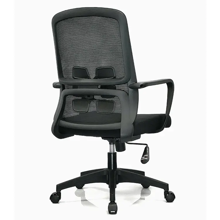 Middle Back Fabric Office Staff Mesh Chair With Fixed Arm