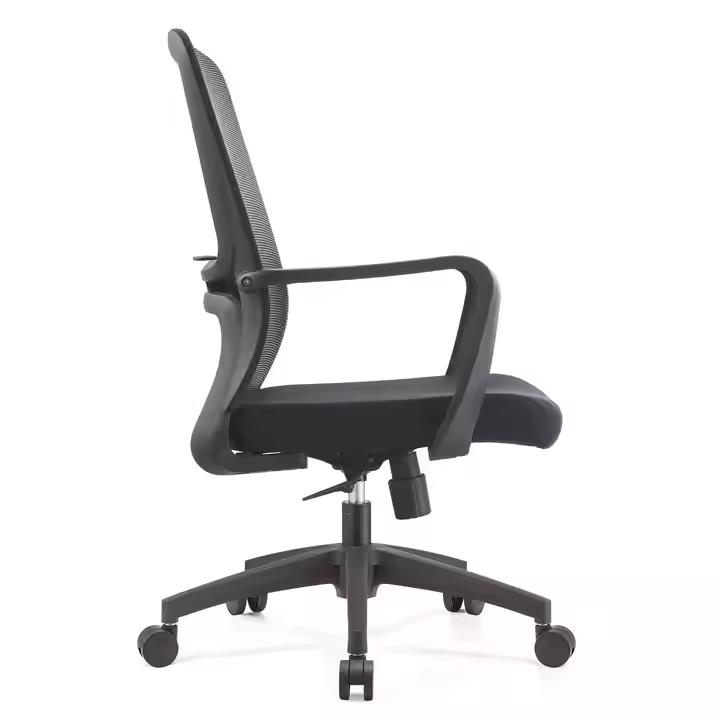 Middle Back Fabric Office Staff Mesh Chair With Fixed Arm