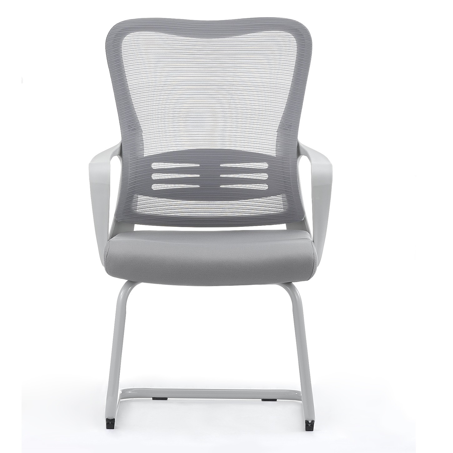 Black Mesh Sled Base Side Reception Chair
