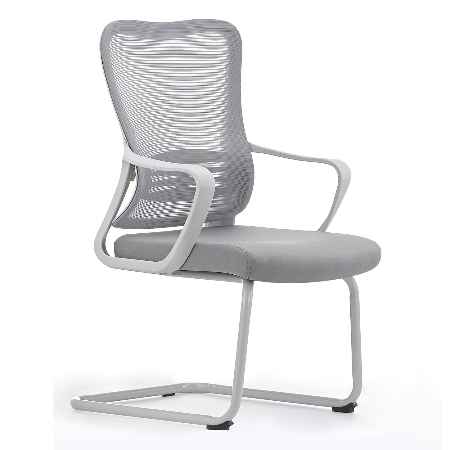 Black Mesh Sled Base Side Reception Chair