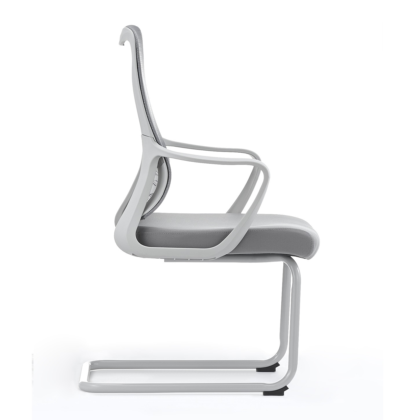 Black Mesh Sled Base Side Reception Chair