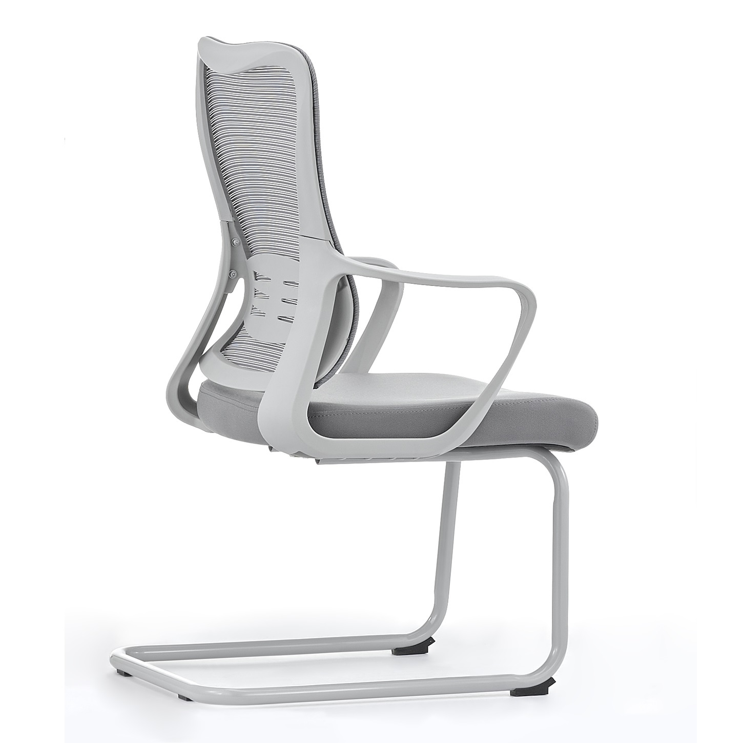 Black Mesh Sled Base Side Reception Chair
