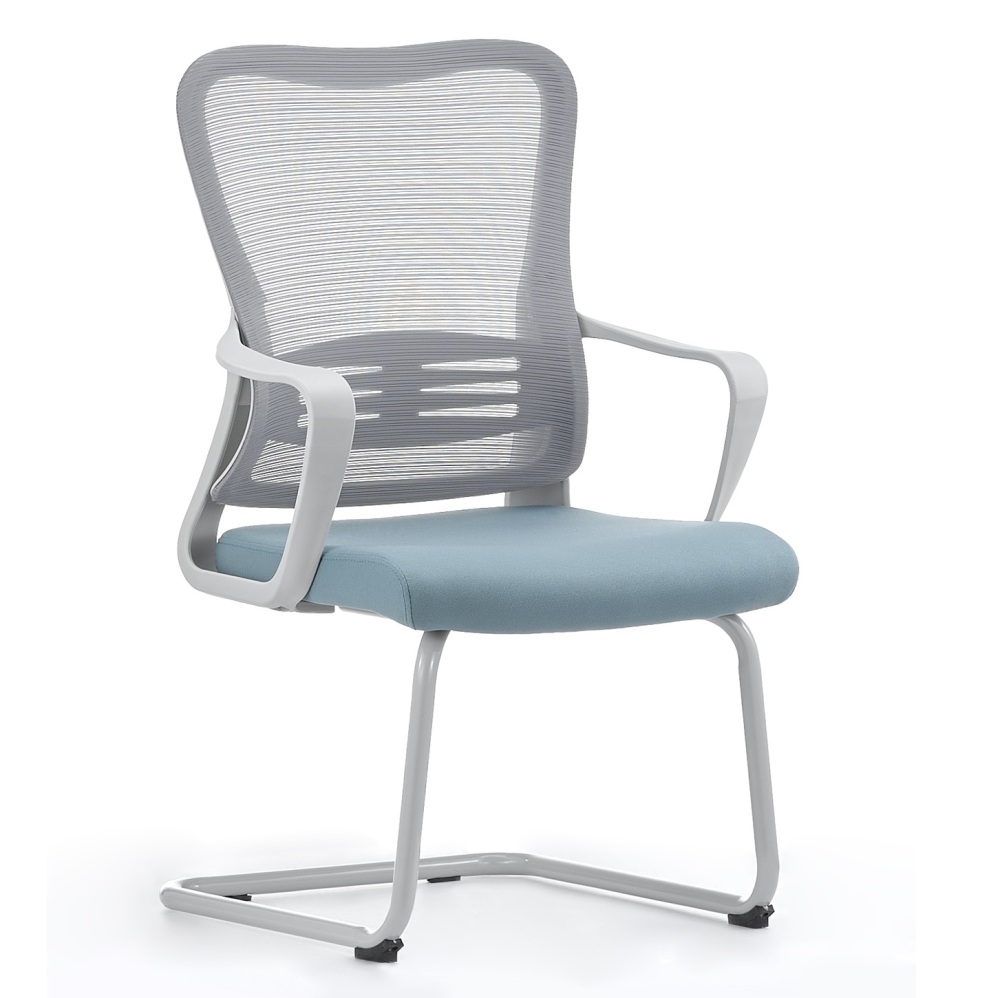 Black Mesh Sled Base Side Reception Chair