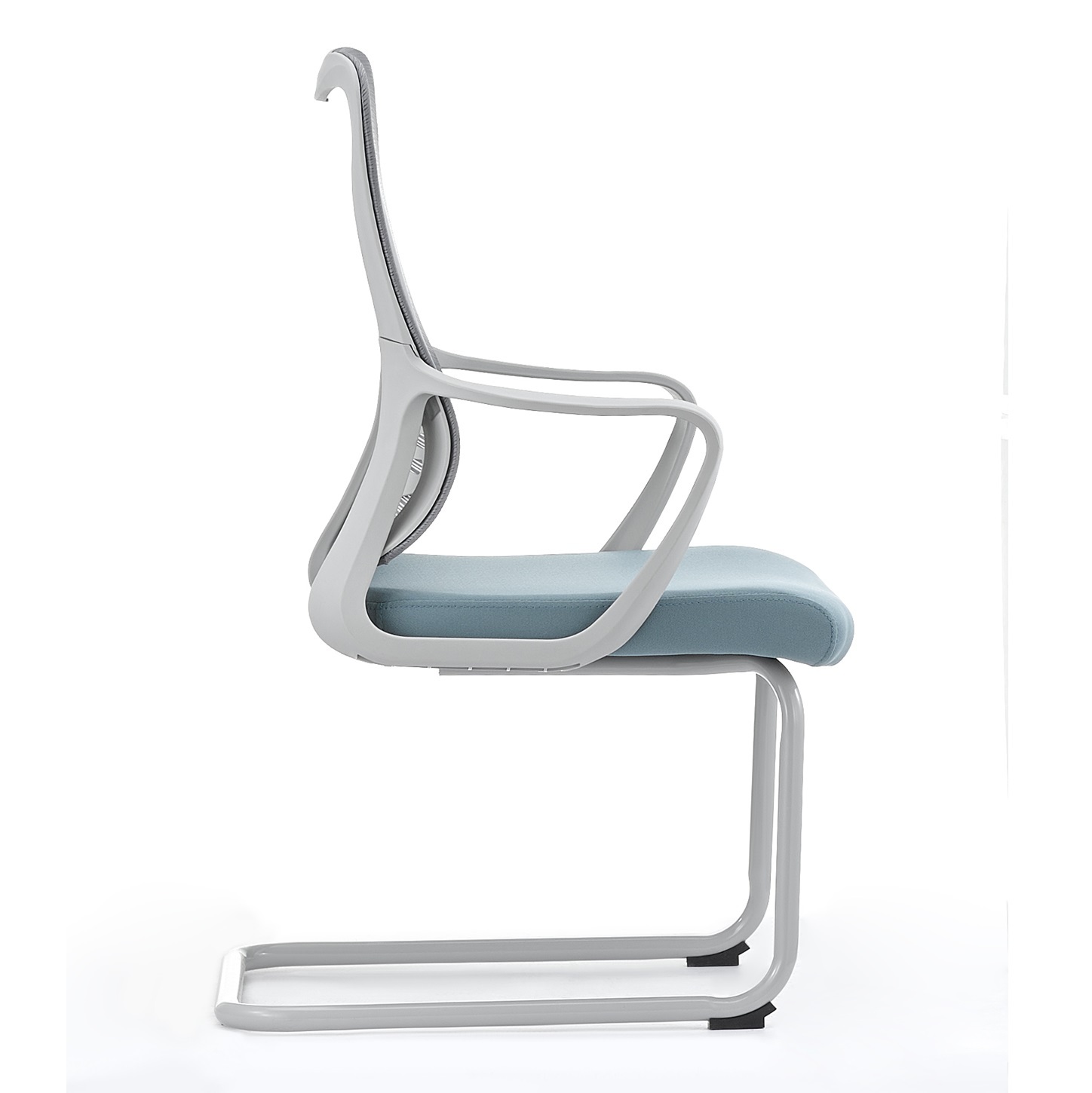 Black Mesh Sled Base Side Reception Chair
