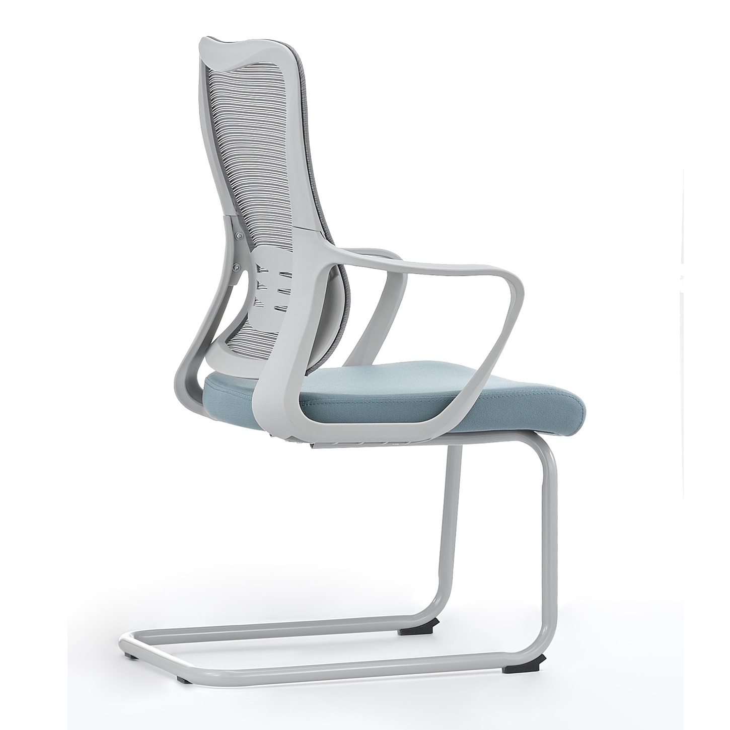 Black Mesh Sled Base Side Reception Chair