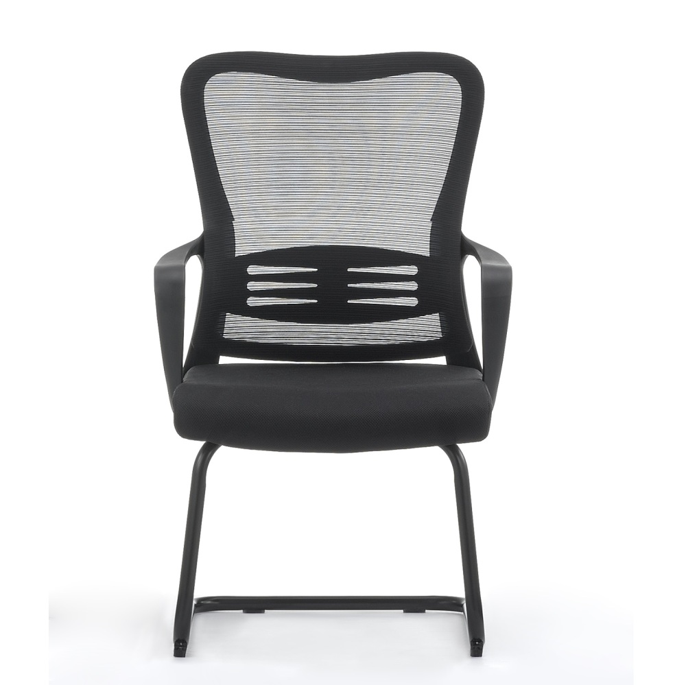 Black Mesh Sled Base Side Reception Chair