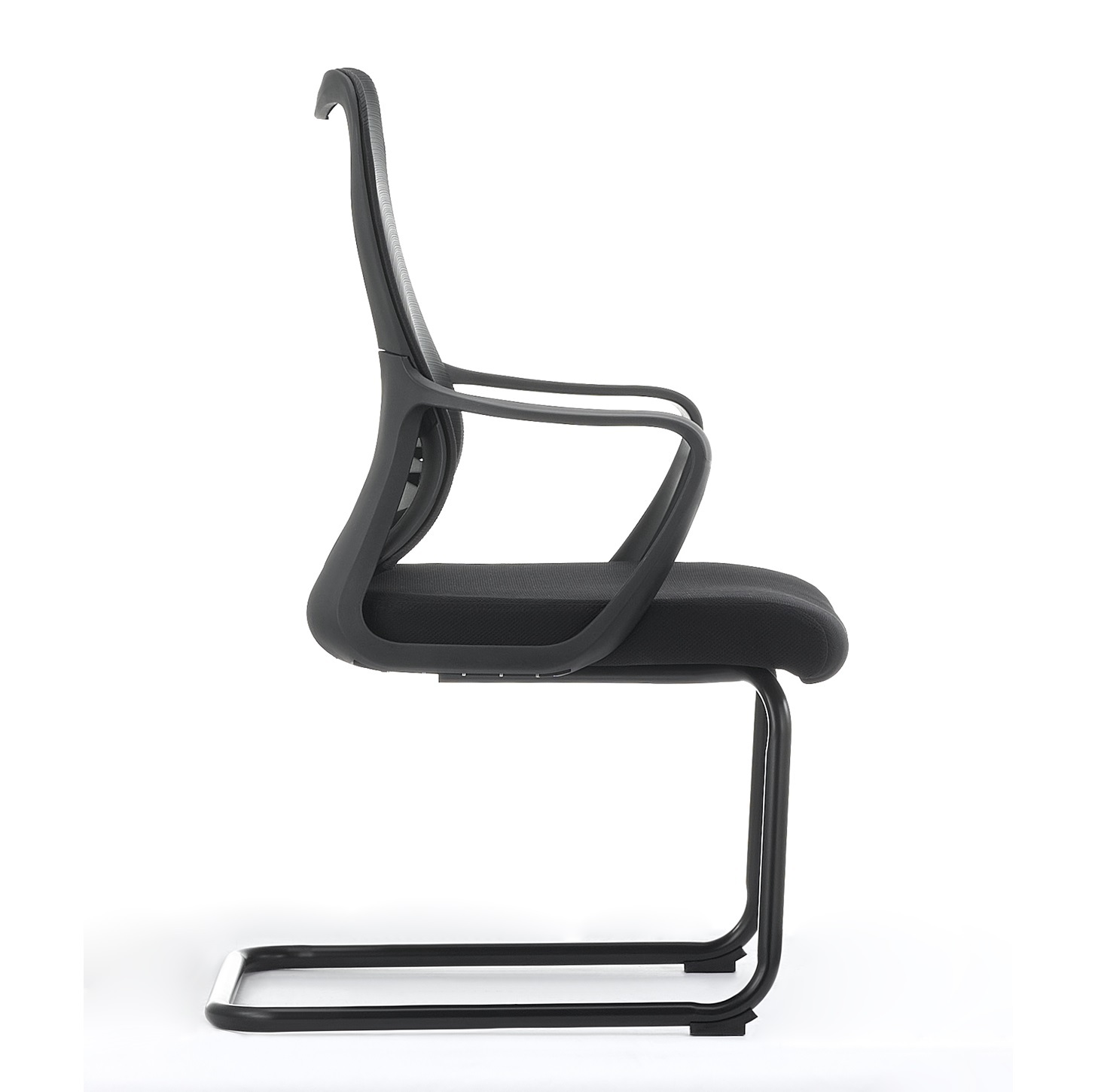 Black Mesh Sled Base Side Reception Chair