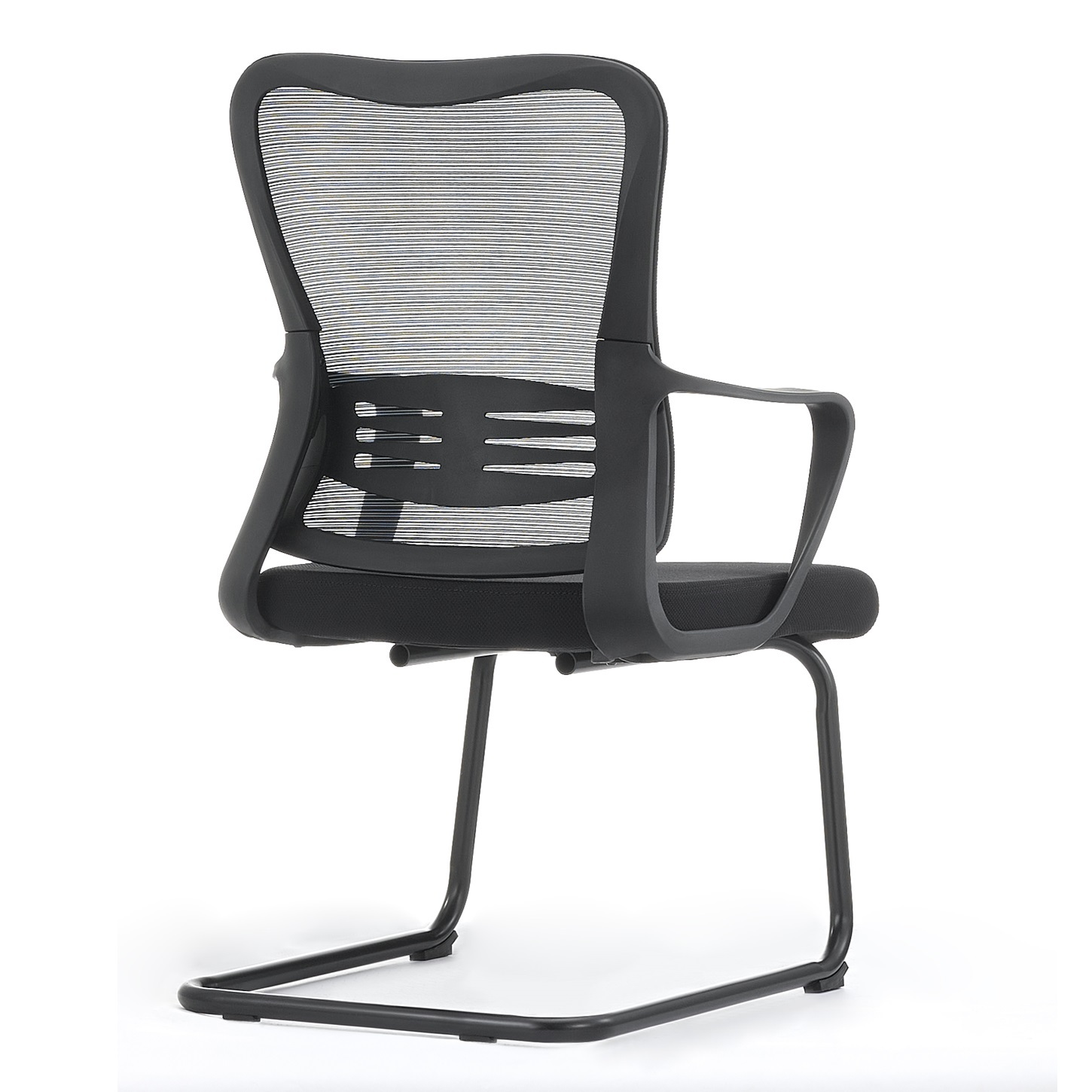 Black Mesh Sled Base Side Reception Chair