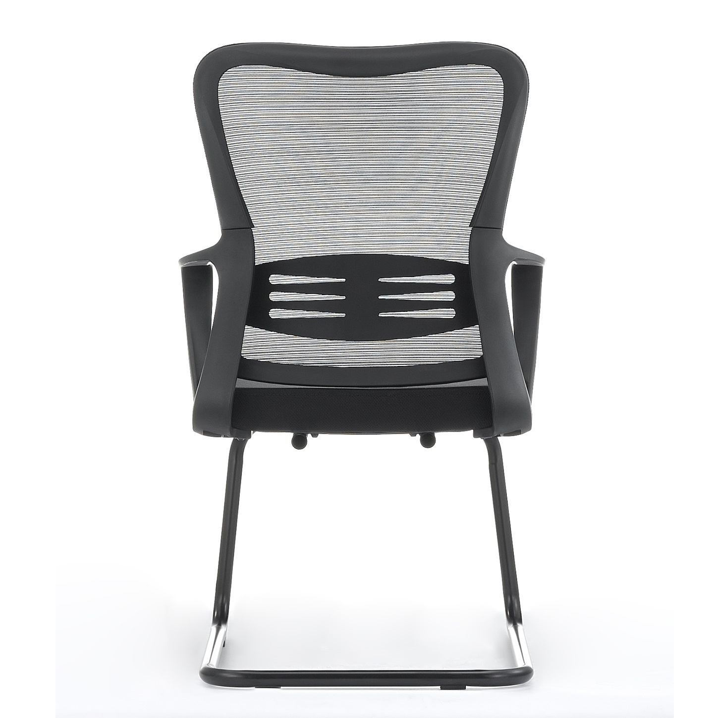 Black Mesh Sled Base Side Reception Chair