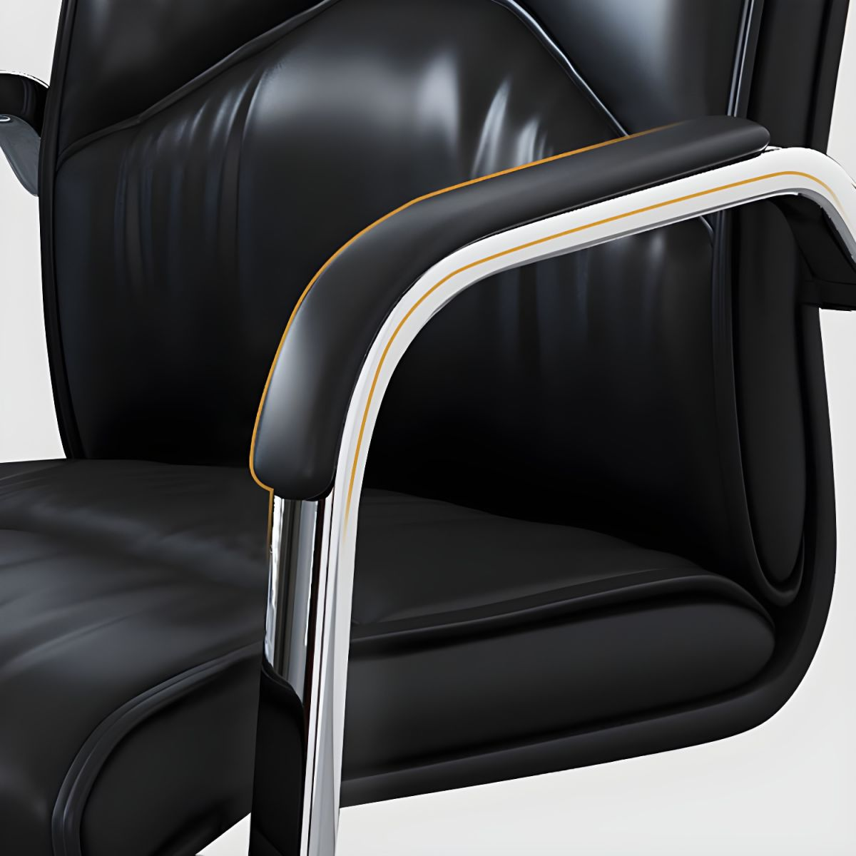 Meeting Room Cantilever Chair Black Office Chair Faux Leather