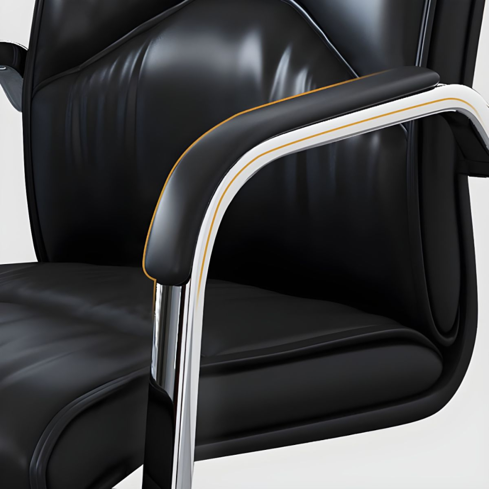Meeting Room Cantilever Chair Black Office Chair Faux Leather