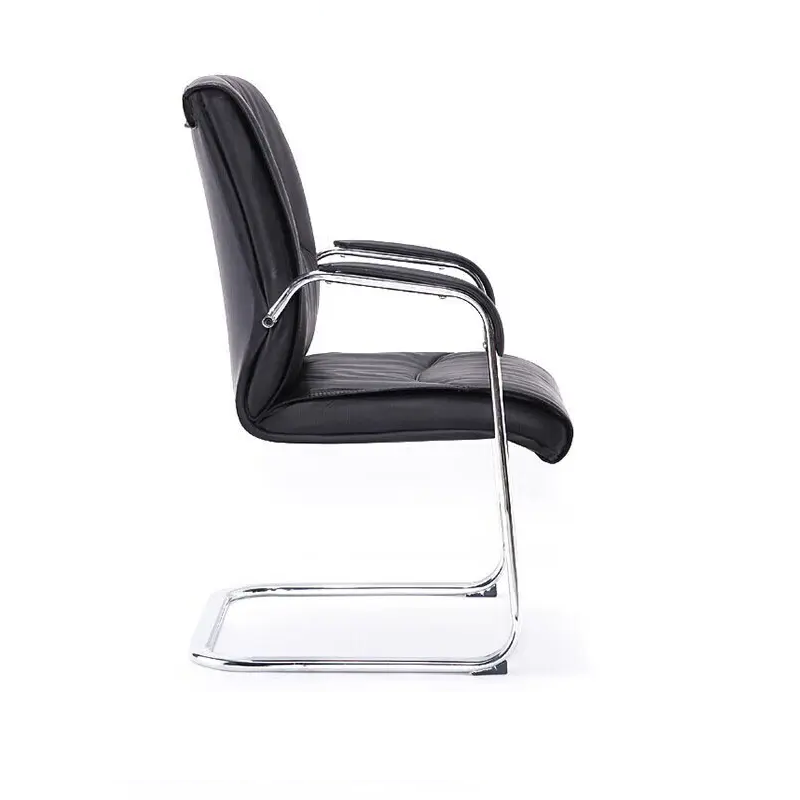 Meeting Room Cantilever Chair Black Office Chair Faux Leather