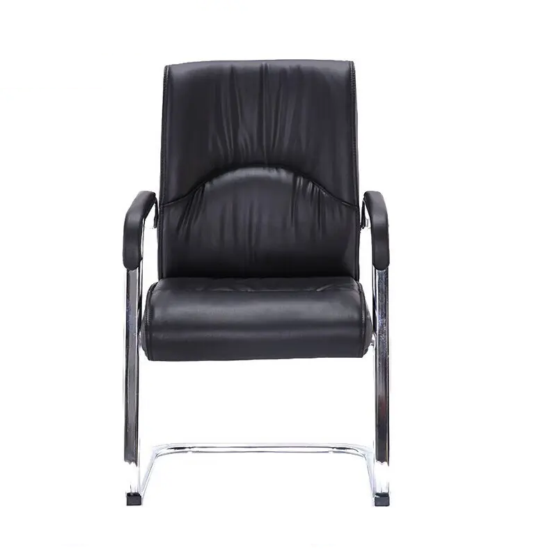 Meeting Room Cantilever Chair Black Office Chair Faux Leather