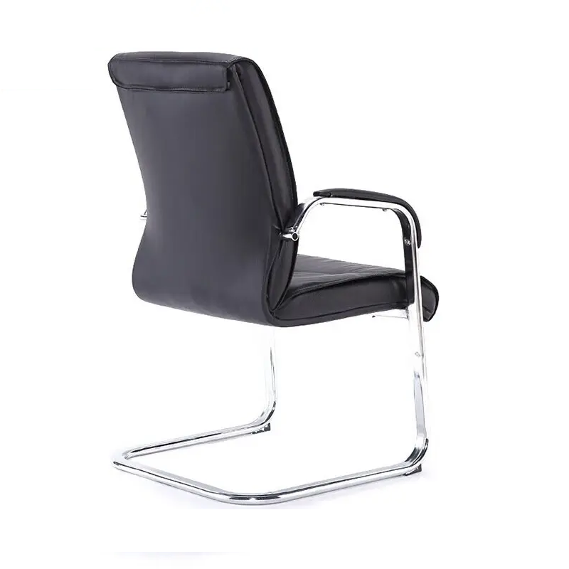 Meeting Room Cantilever Chair Black Office Chair Faux Leather