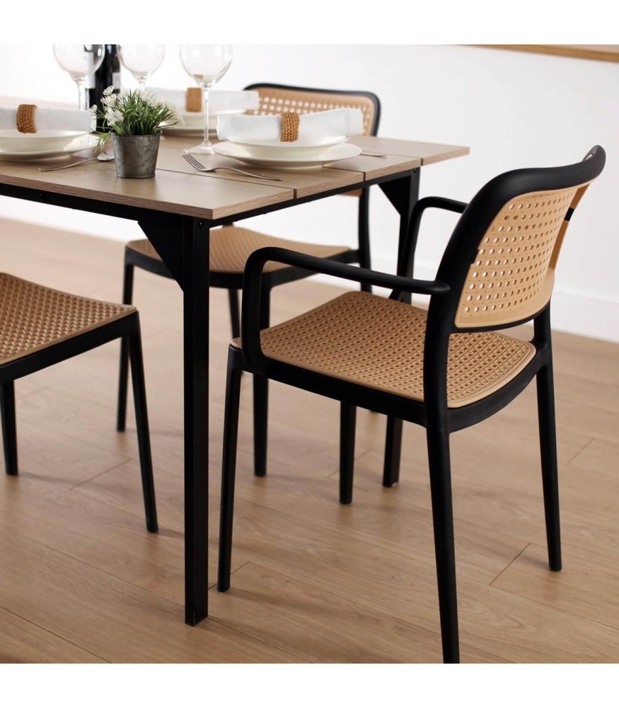 Nordic Ratan Chair Modern Hotel Banquet Living Room Wooden Black Cafe Dining Chair Armrest