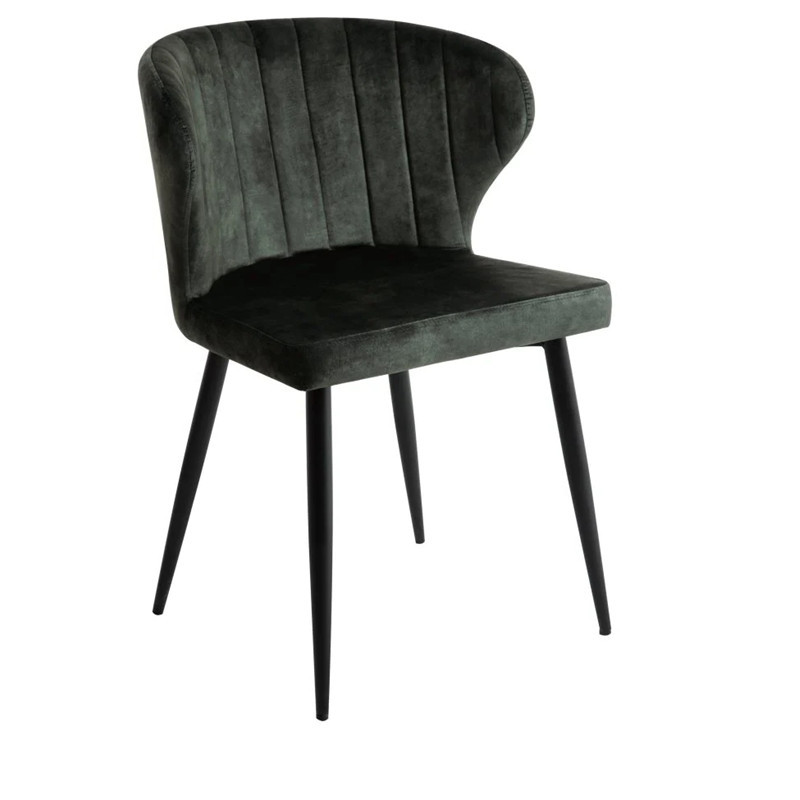 Velvet Dining Chairs with Black Powdered Coated Metal Legs