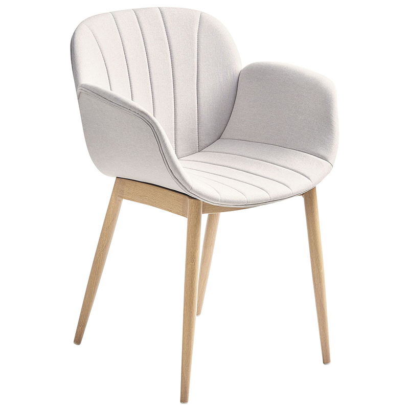 Dining Room Chairs Fabric Cover with Armrests Metal Legs Retro